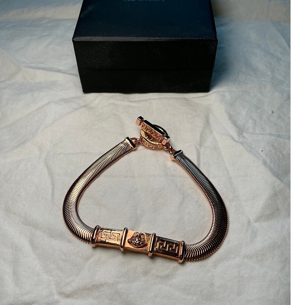 Vintage Versace Rose Gold Medusa Toggle Clasp Bracelet